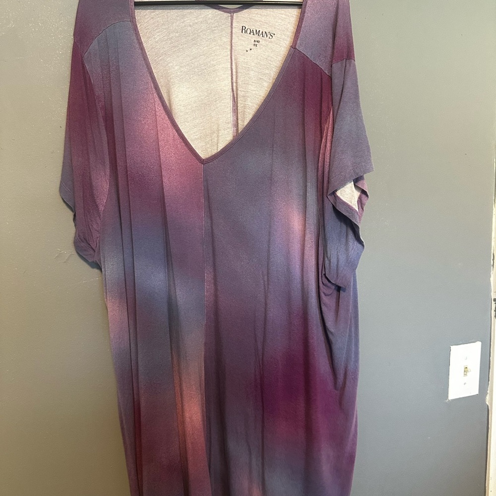 Roaman's Purple Ombre V-Neck Tunic